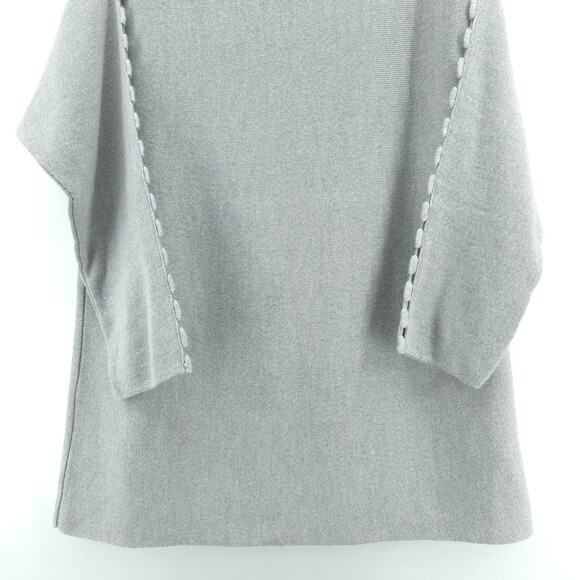 Emanuel's Story Quiet Luxury Light Grey Boat Neck Boxy Sweater Crochet Detail L - Picture 3 of 9